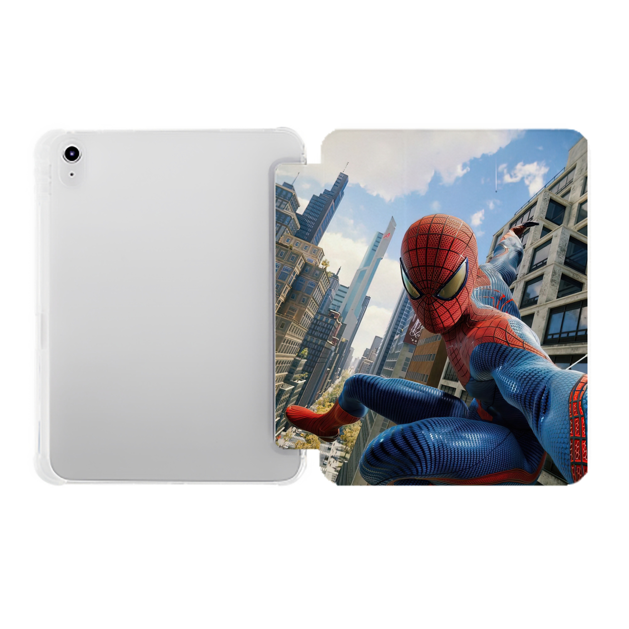 （画像用） Spider Man スパイダーマン IPad ケース ペン収納付き 三つ折りスタンド PUレザー×シリコン 対応機種9.5/10.5/10.9インチ
